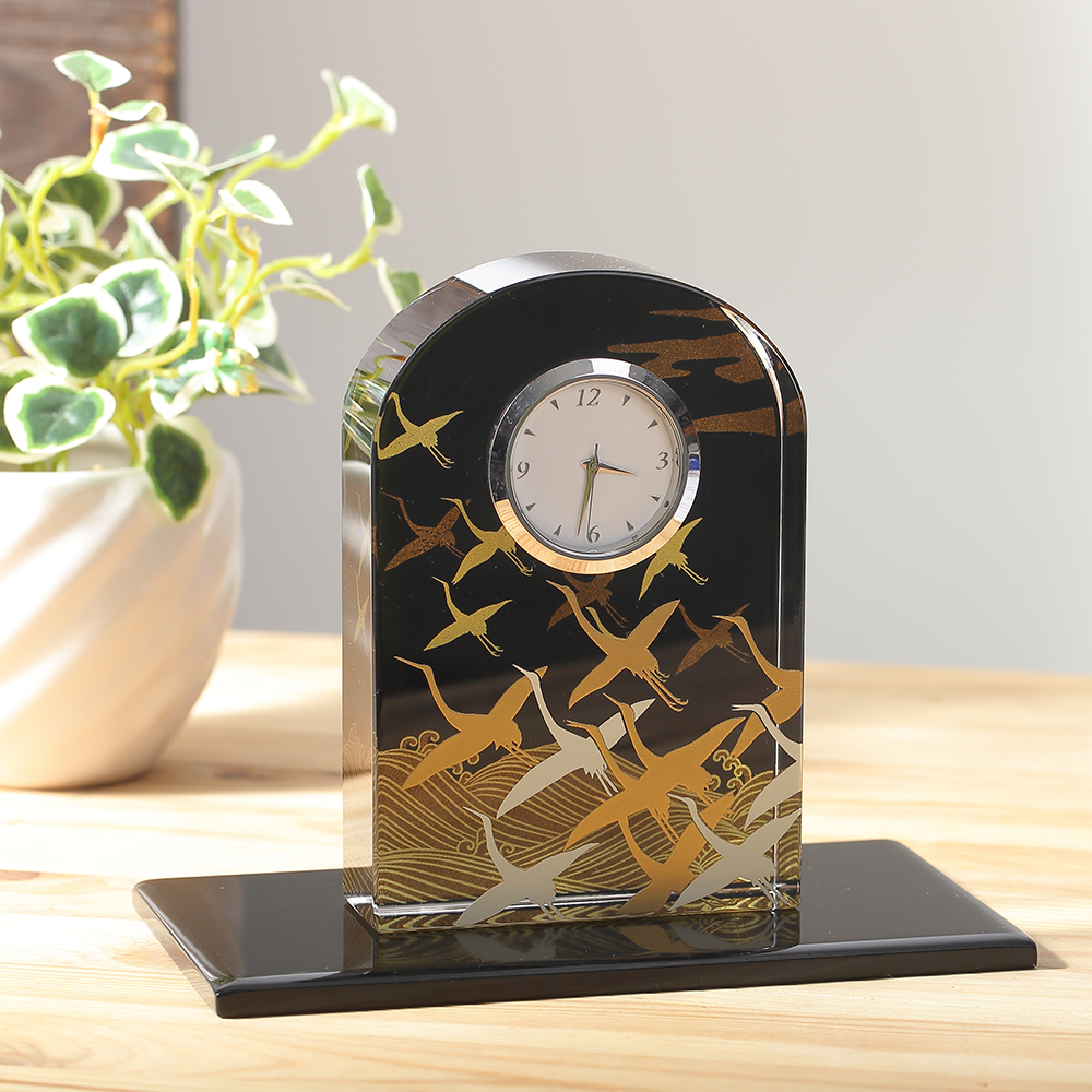 宮型置き時計 手巻き可動 瑠璃光ガラス レトロ時計 宮型置き時計 手巻き可動 瑠璃光ガラス レトロ時計