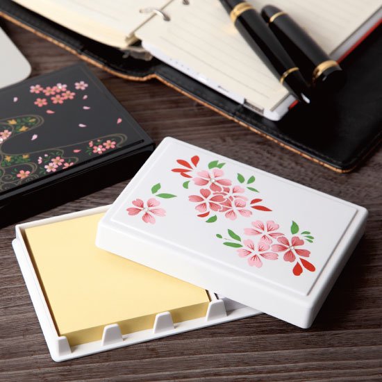 16-4 付箋ケース(雅 MIYABI) 紙箱入り・ 桜(白)