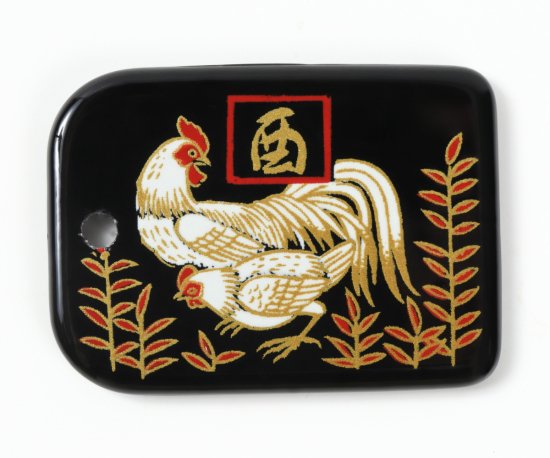 蒔絵根付 十二支標準型・酉(黒)